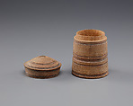 Cylindrical box, Wood, red pigment